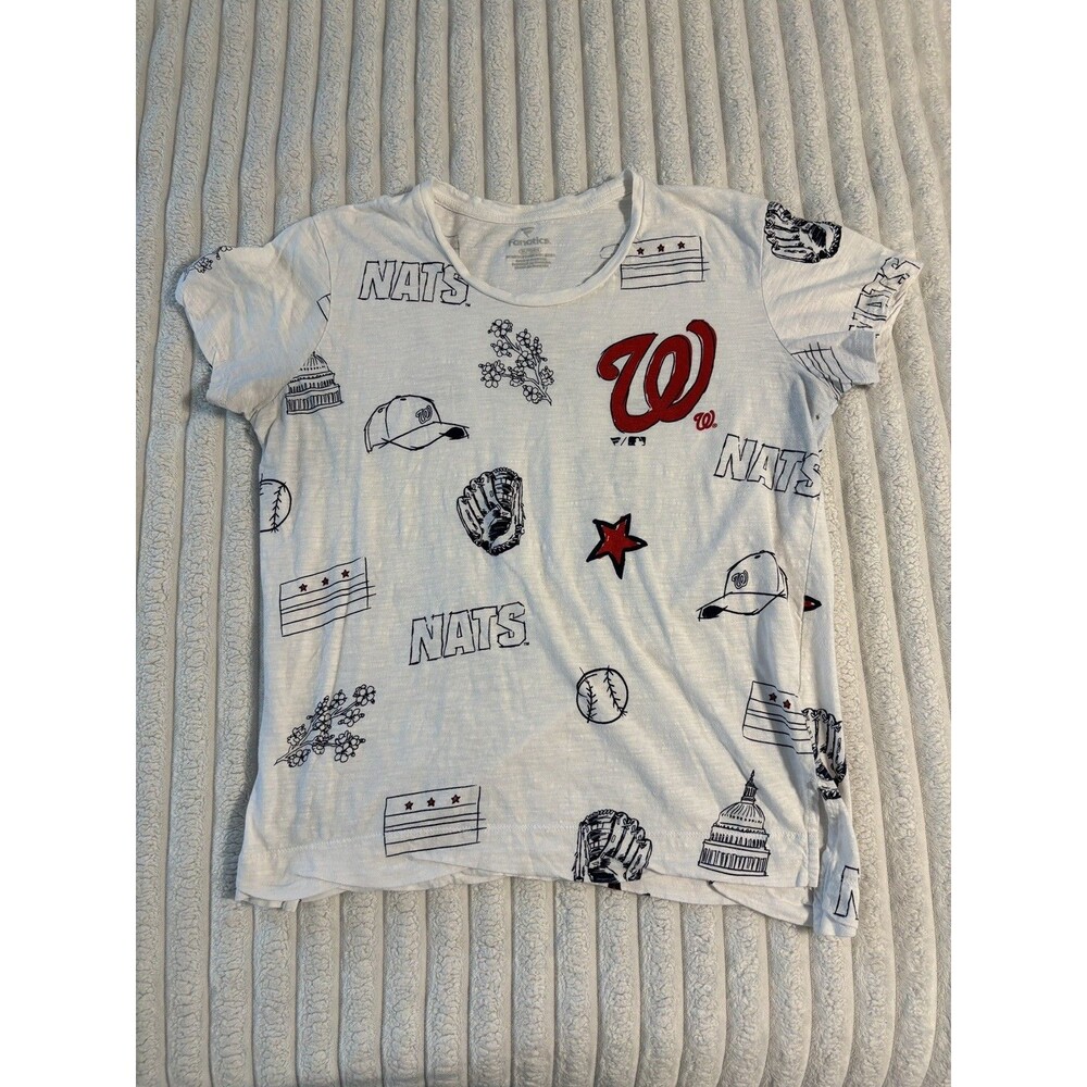 Washington Nationals DC Nats Women's White T-Shirt Top Fanatics Size XL RARE